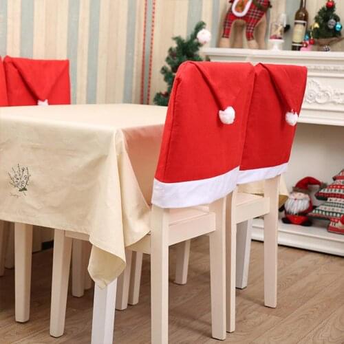 Christmas Chair Cover Christmas Decoration Santa Hat Chair Back Covers Xams Chair Covers for Christmas Dinner Table Decoration