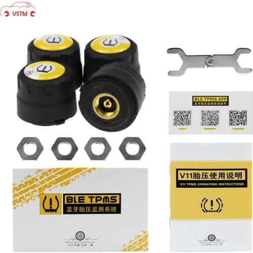 4 Pieces Sensors TPMS Bluetooth 4.0 Car Outer TPMS Tire Pressure Monitoring BLE TPMS Low Energy For Android And IOS
