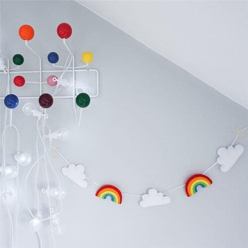 Nordic Kids Room Nursery Hanging Wall Decor Felt Garlands Scandinavian Baby Cloud Rainbow Decoration Nordic Nursery Ornam