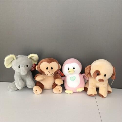 Ty BABY Series Soft Doll Animal Grey Elephant Monkey Penguin Dog Cute Plush Toys Embroidered Stuffed Kids Gift 15CM