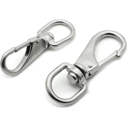 2pcs M6 Multi-purpose Silver Swivel Eye Spring Snap Hook Quick hook Chain Fastener Hook Carabiner Stainless Steel Hiking Camping