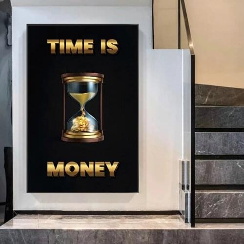 Time Is Money Inspirational Canvas Painting Motivational Posters and Prints Wall Art Picture for Living Room Wall Decor Cuadros