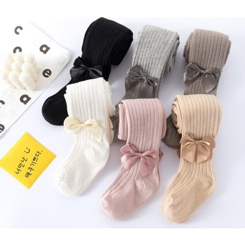 Spring Autumn Winter Children Girls Tights Bowknot Cotton Baby Pantyhose Sock Kids Infant Knitted Collant