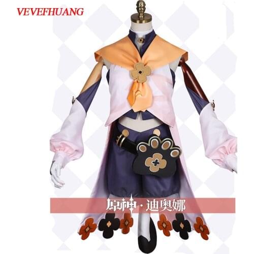 VEVEFHUANG Kосплей Game Genshin Impact Diona Cosplay Costume Wigs Anime Outfits Dress Halloween Carnival Uniforms Xmas парик