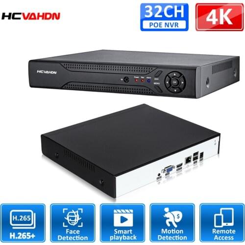 HCVAHDN 32CH 4K CCTV Motion Detection H.264/H.265 NVR DVR Network Video Recorder Onvif 8MP 5MP for IP Camera 2 SATA XMEYE P2P