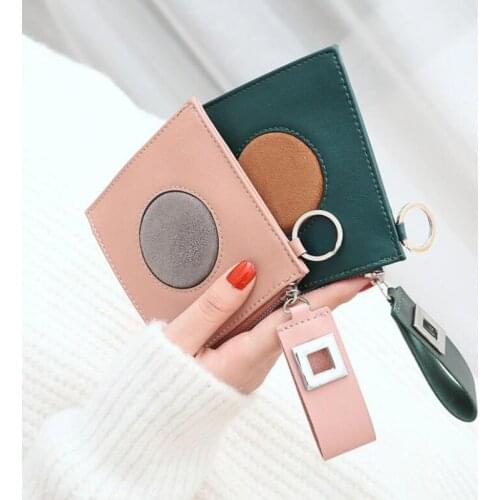 Women Patchwork PU Handhold Zipper Coin Square Bag Mini Purse Green