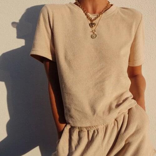 Summer Cotton Sets Women Casual Short Sleeve T Shirts And High Waist Short Pants Two Pieces Set 2021 New Solid Outfits Tracksuit