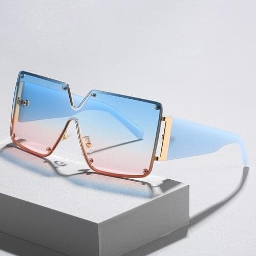 AIMISUV Oversized Square Sunglasses Women Anti-glare Shades for Female Fashion 2021 Trend Rimless Sun Glasses Men Ladies UV400