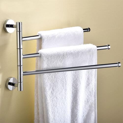 1PC Stainless Steel Towel Shelf 2/3/4 Swing Arm Towel Holder Bar Towel RackWall Mounted Hanger for Bathroom