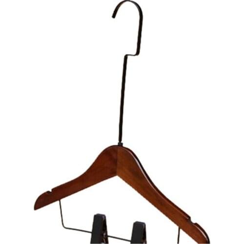 10 pcs/lot Extended Solid Wood Dress Hangers with Black Hook Wooden Baby Hangers Wooden Pants Racks
