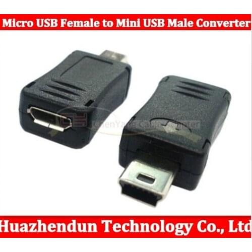 100% NEW High quality Micro USB Female to Mini USB Male Adapter Converter (Black) 100PCS usb adapter