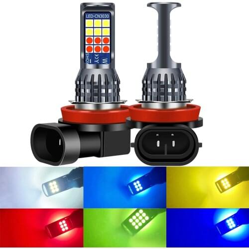 2pcs Two colors H11 H8 H9 Led HB3 HB4 9005 9006 Led Fog Lights Bulb 1800Lm 3030SMD 6000K White Car Lamp Auto Led Lights 12V 24V