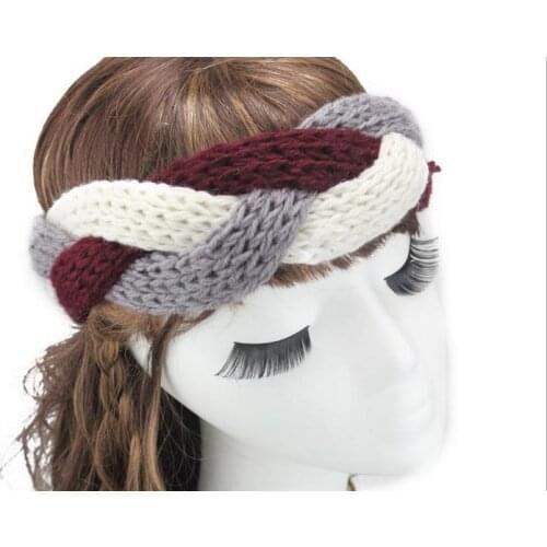 200pcs/lot womens fashion winter warm three color twist knitted headband/twist headband