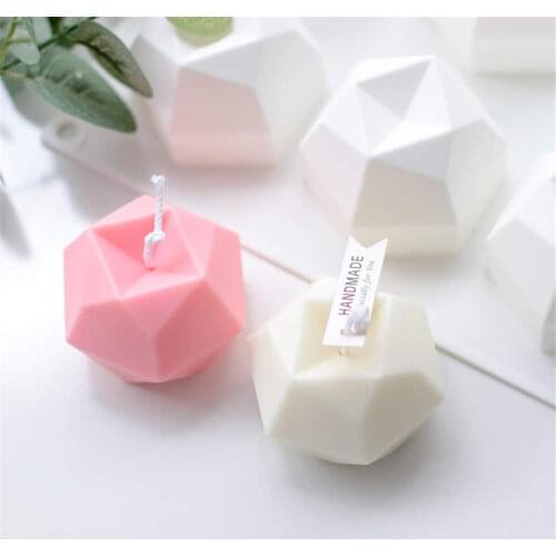 Rhombus Ball Candle Mold Magic Ball Cube Geometric Shape Chocolate Mousse Baking Silicone Mold Candle Making Kit Fondant Molds