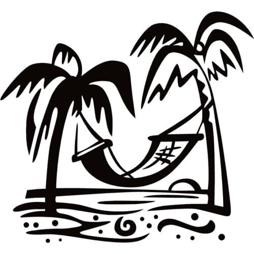 40651# Die-Cut Vinyl Decal Beach Hammock Car Sticker Waterproof Auto Decors on Car Body Bumper Rear Window