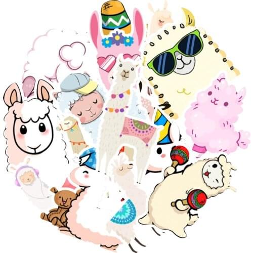 50Pcs Cute alpaca skateboard fashion Hallowmas Stickers For Suitcase Skateboard Laptop Phone Car Styling DIY Decal waterproof