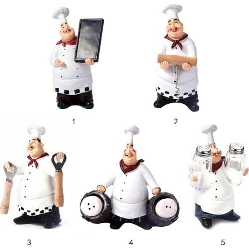 Promotion! Retro Chef Model Ornaments Resin Crafts Mini Chef Figurines White Top Hat Cook Home Kitchen Restaurant Bar Coffee Dec