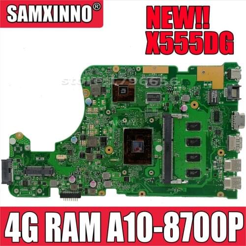Akmey X555DG motherboard For Asus X555DG X555D A555D X555Y X555YI laptop motherboard Test work 100% A10-8700P R5-M320 4GB-RAM