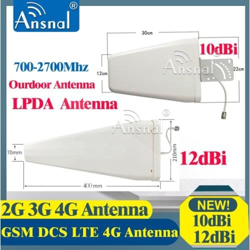 12dBi/10dBi 4G Antenna 700~2700mhz NFemale Log-periodic Outdoor antenna LPDA Antenna for Repeater GSM 2g 3g 4g CellPhone Booster