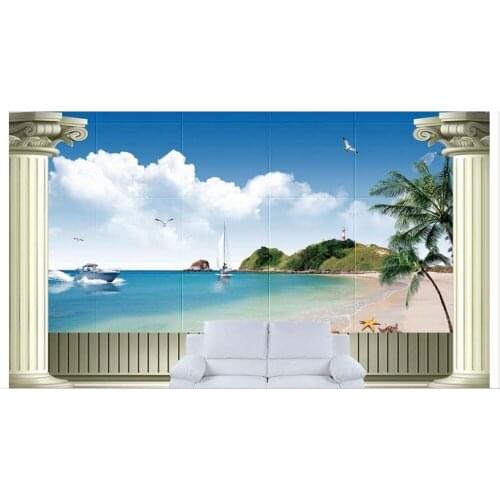 Free shipping 2015 new custom non-woven wallpaper European beach sea beach mural wallpaper room