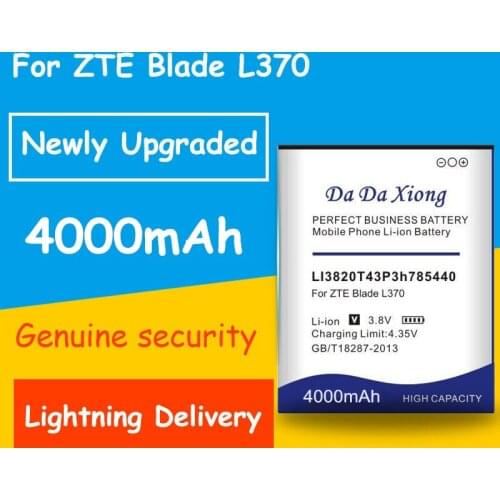 Free shipping 4000mAh LI3820T43P3h785440 Battery for ZTE Blade L370 / for ZTE Blade L2 Plus Replacement batteria