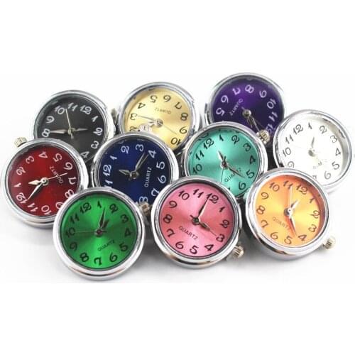 Mixs 10pcs/lot Glass Watch Snap Buttons Charms Fit 18mm/20mm DIY Snap Bracelet Replaceable Buttons DIY Jewelry