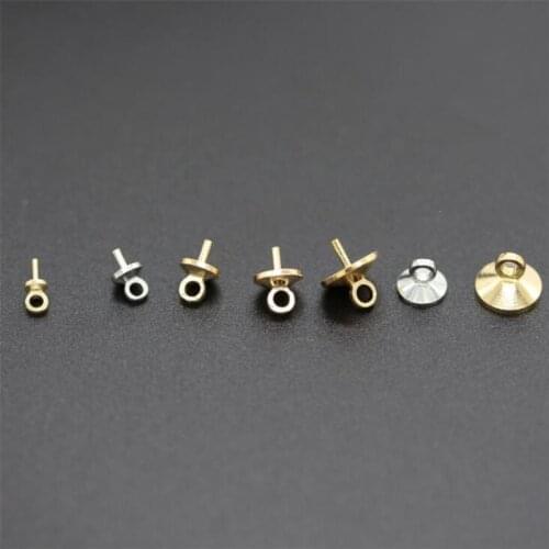50pcs Pearl Screw Eye Pin Bail Peg Pendant Charm Connector 3 4 5 6mm Bail Cap for DIY Half-drilled Pearl Beads Jewelry Making