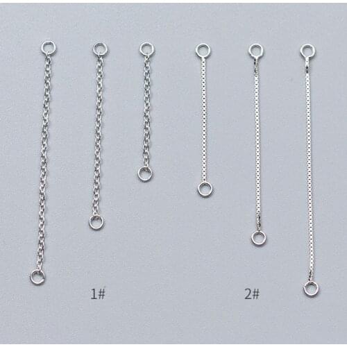 2pcs/lot 100% 925 Sterling Silver Earring Line Connector Chains 3cm 4cm 5cm Length Dangle Ear Extension Chains DIY Jewelry Make