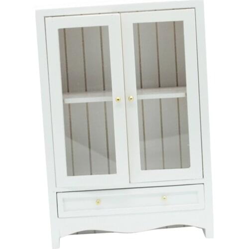 1/12 Scale Dollhouse Wooden Cabinet Double Layer Display Cabinet for Dollhouse Decor