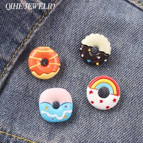Donut Series Brooch Cake Cartoon Brooch Plastics Badge Backpack Hat Bag Lapel Clothes Children Girls Women Friends Gifts