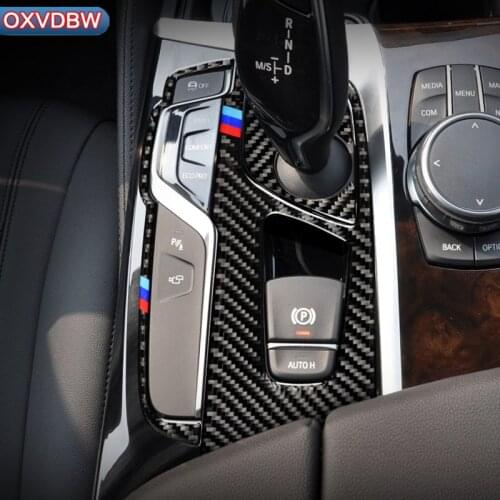 For BMW 5 Series G30 Carbon Fiber Car Center Control Gear Shift Panel Decorative Sticker Interior Trim LHD RHD Accessories