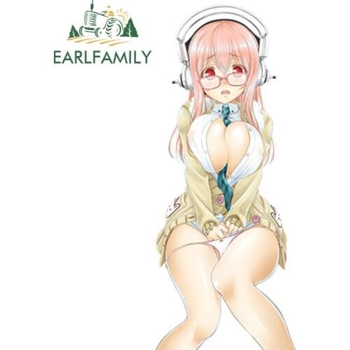EARLFAMILY 13cm 3D Car Stickers Super Sonico Anime Car Decal Window Wiper Decals Rear Windshield Car Styling Decor Sticker