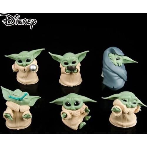 6pcs/set Disney Star Wars Yoda Baby Action Figure Toys 5-8cm Mandalorian Baby Blind Box Doll Kid Toys New Year Gift Decorations