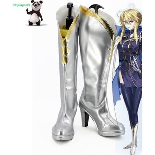 FGO Fate Grand Order Lancer Artoria Pendragon Saber Silver Shoes Cosplay Shoes Long Boots CosplayLove For Halloween Christmas