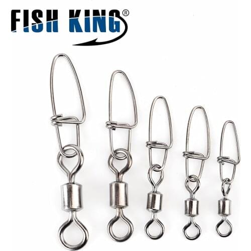 FISH KING 1 Pack 1/0#- 4/0# 1# 2# Hyper Strong Rolling Swivel With Insurance Snap Fishing Hook Lure Connector Terminal Tackle