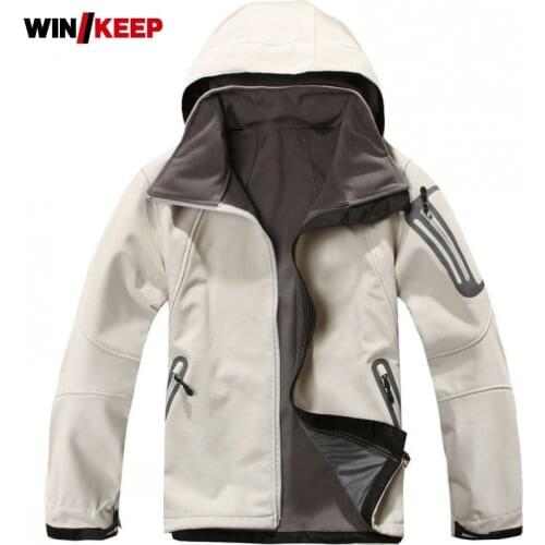 Softshell Jacket Men Windproof Outdoor Hiking Skiing Jacket Autumn Winter New Zipper Long Sleeve Tactical Hooded Windbreaker