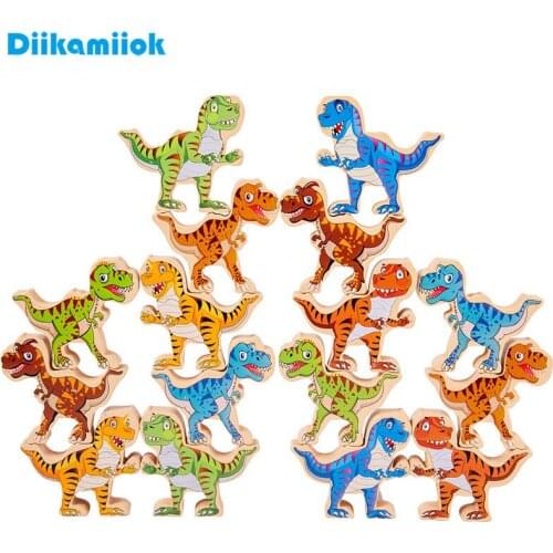 Hercules Dinosaur Stacking High Balance Building Blocks Toy Kids family Interactive Board Game Children Wooden Educational Toys