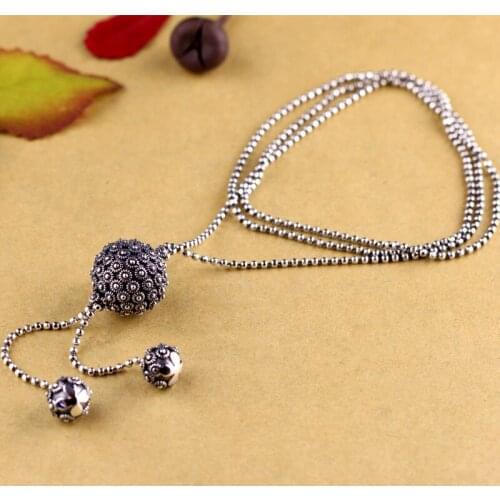 Character Of Silver Products Ms Thai Silver Seiko S925 Pure Silver Ornaments Exquisite Tassels Sweater Chain Necklace