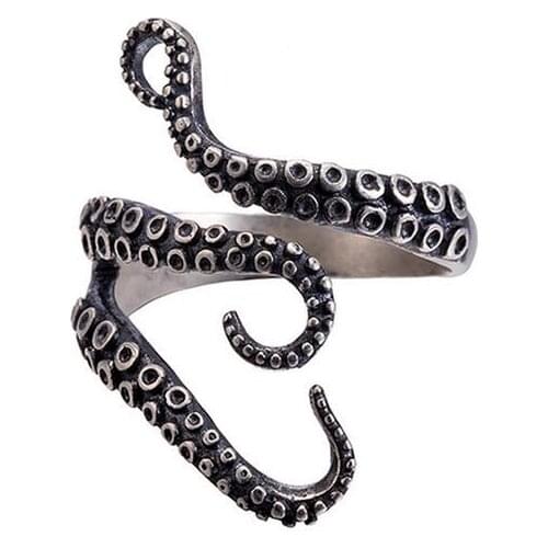 High Quality 2021 New Real Genuine 925 Sterling Silver Gothic Punk Octopus Finger Ring Opened Adjustable Rings Vintage Jewelry