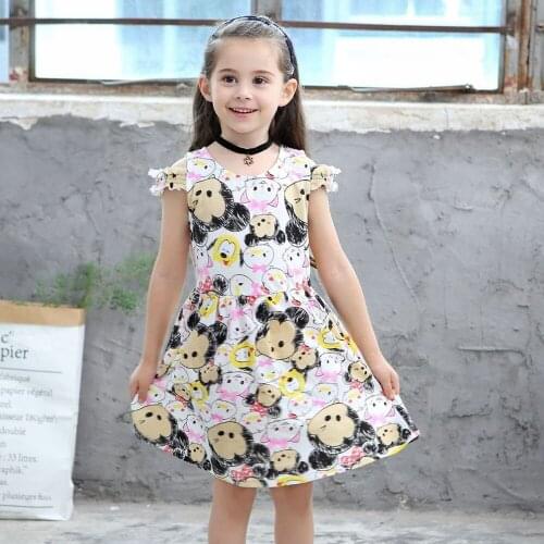 Little girls summer dresses 2020 baby girl dress cotton cartoon kids clothes children clothing size for 2 3 4 5 6 years