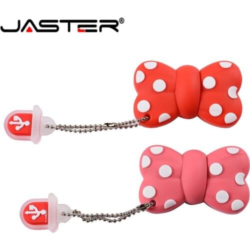 Cartoon Bowknot USB 2.0 Flash Drive 4G 8G 16GB 32GB 64GB 128G Cute Pink Pen Drives Student Gifts Memory Stick 100% Real Capacity