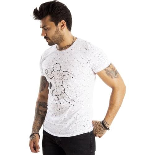 DeepSEA Men O-Neck T-Shirt Dotted Football Player Printed Short Sleeve Slim Fit Poplin Fabric Cotton Lycra High Quality Casual 2100660