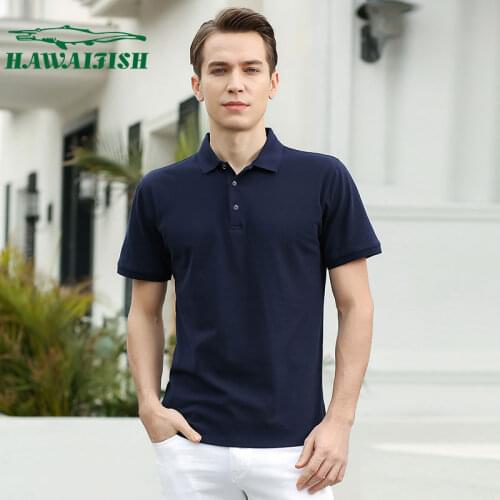 Hawaifish brand men polo shirt Summer Classic Men Cotton Solid Short Sleeve Tee Shirt Breathable Camisa Masculina Polo mens wear