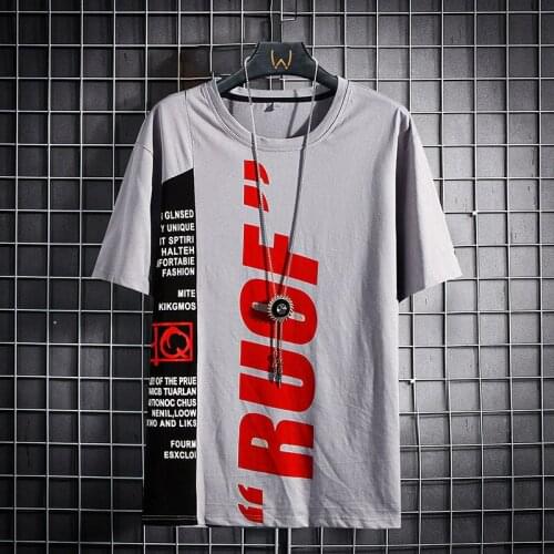 Short-Sleeved T-Shirt Mens Trend Loose Clothing Round Neck Cotton Tide Brand Japanese Five-Point Sleeve Half-Sleeved T-Shirt