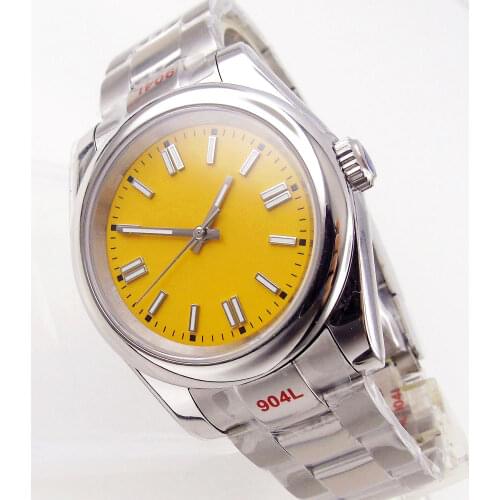 36mm/39mm Sapphire Mens Watch Miyota 8215/Mingzhu 2813 Unisex Fix Bezel Lume Oyster Band Blue/Yellow/Green/Black/Orange