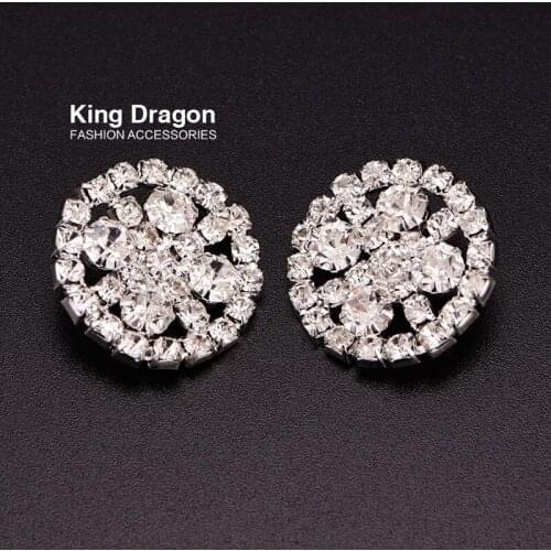 New Arrival Sparkly Rhinestone Button Used On DIY Or Flower Decoration 22MM 5PCS/Lot Shank Back Silver Color KD117