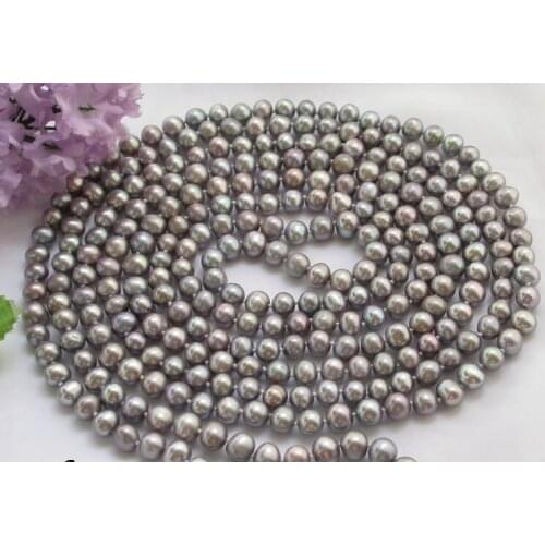 6mm bright gray colors freshwater pearl 80-200cm 30-80inch Necklace Woman Jewelry AAA Natural pearl