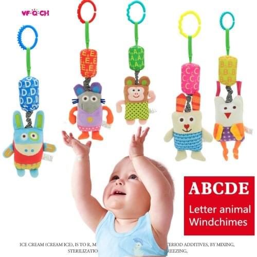 New Style Soft Campanula Baby Rattles Plush Cartoon Alphabet Animal Windchimes Toys Hanging Dolls For Infant Kids Bed Stroller