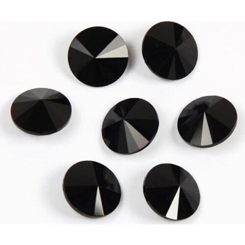 YANRUO 1122 All Sizes Jet Rivoli Sew On Crystal Craft Gems Point Back Strass Black Stones Sewn Rhinestones For Needlework