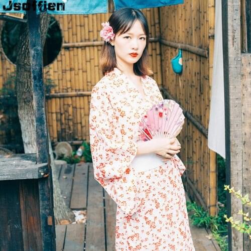 Japanese Women Traditional Kimono Ancient Lady Bathrobe Dress Lady Elegence Haori Floral Yakata Female Stafe Dancewear Robe